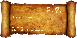 Hidi Irma névjegykártya